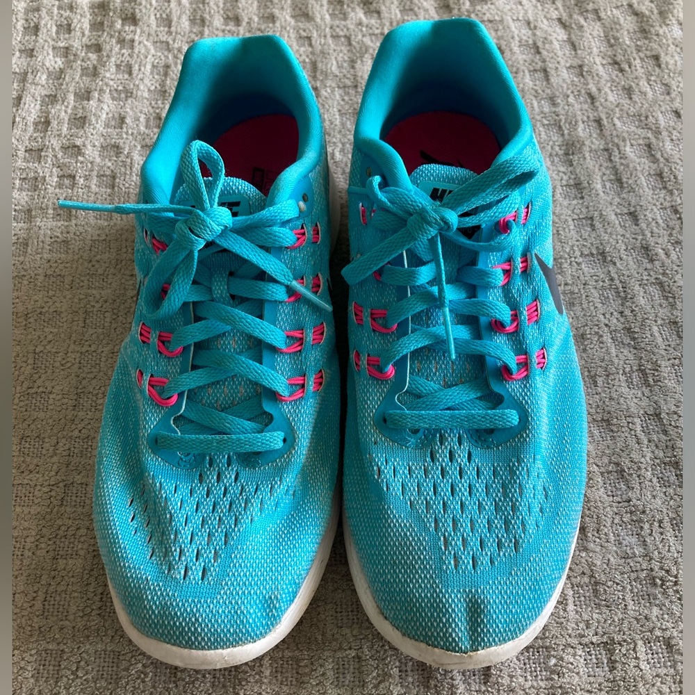 Women’s Nike Lunarlon Running Shoes Size 9 Blue/Pink EUC